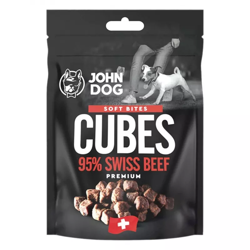 JOHN DOG Soft Bites Cubes Beef 95% snack para cães 120 g