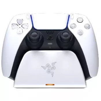 Estação de carregamento Razer RC21-01900100-R3U1 para comando PlayStation 5 — branco, carrega um comando, inclui cabo USB-C para USB-A