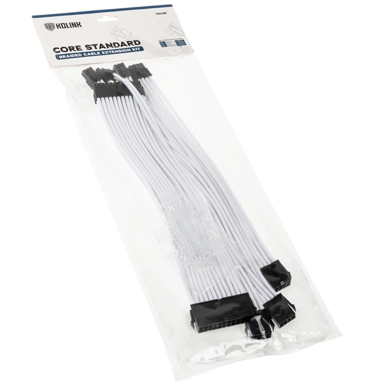 Kit de extensão de cabos Kolink Core Standard Braided - branco brilhante