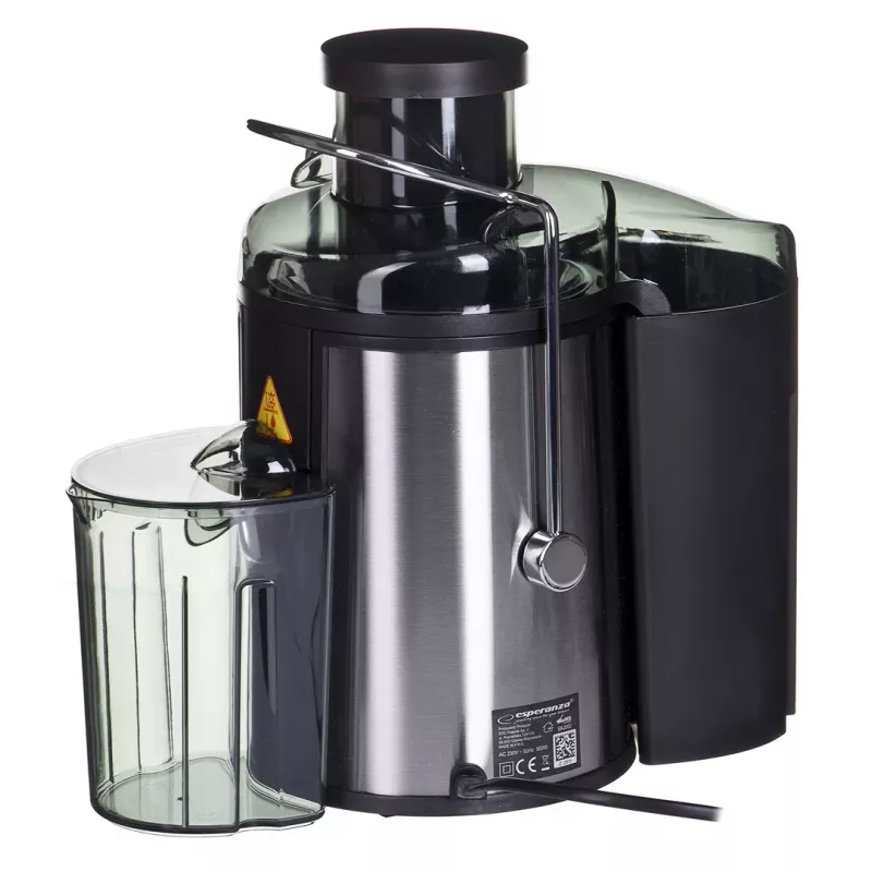 Extrator de sumo ESPERANZA EKJ002 — 500 W, depósito de sumo de 0,45 L, depósito de bagaço de 1,5 L, aço inoxidável/preto