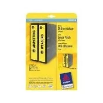 Etiquetas para lombada de dossiê Avery L4755-20 amarelo 61 x 297mm