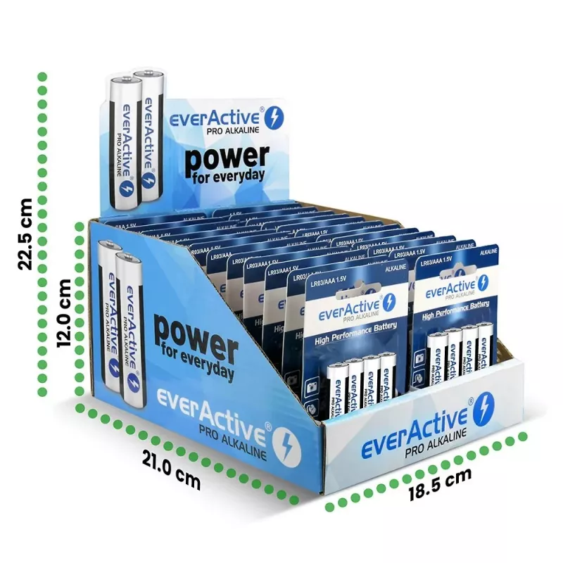 Pilhas alcalinas everActive AAA LR034BLPADIS – embalagem de 96 unidades