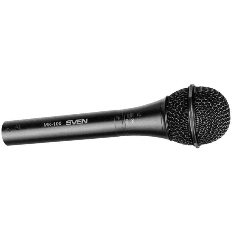Microfone SVEN MK-100 (com fio, dinâmico, metal, cabo 4,0 m, jack 6,3/3,5 mm, cardioide, preto)