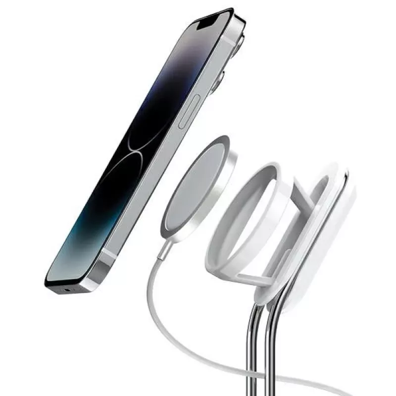 Suporte para telefone SODI SIM-300 prateado MagSafe – suporte de secretária para iPhone compatível com MagSafe