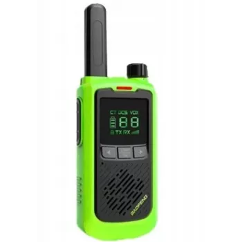 Rádio portátil Baofeng BF-T17 verde — 16 canais, 5 W, 400–470 MHz, bateria 1500 mAh