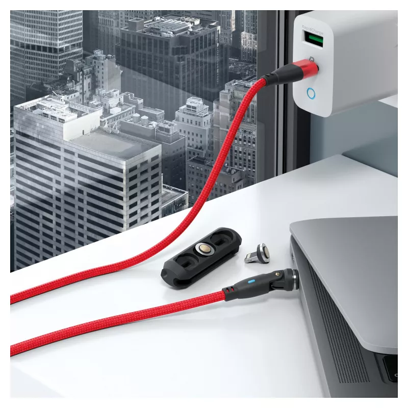 Cabo USB RealPower MagneticCharge 100 1 m USB-C Vermelho Carregamento rápido