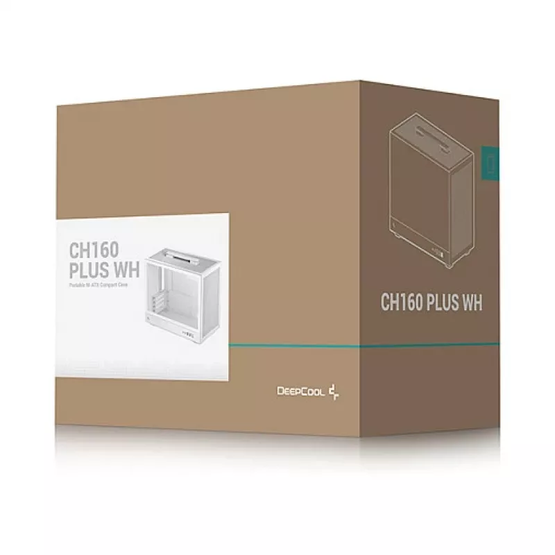 Caixa de computador DeepCool CH160 PLUS WH Small Form Factor branca, microATX, vidro temperado, USB-C