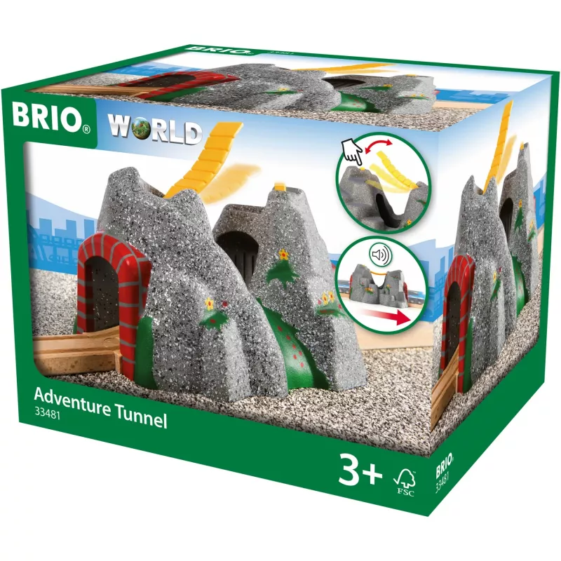 Túnel mágico World, comboio cinzento/vermelho