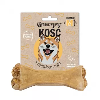 Osso mastigável para cães PAKA ZWIERZAKA Bone com cabra M 12 cm 55 g — osso mastigável para higiene dentária para cães adultos, sem glúten e sem açúcar