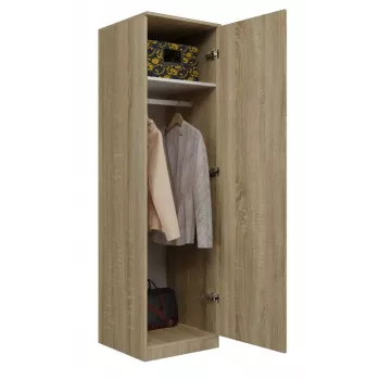 Roupeiro Topeshop SD-50 SON KPL 5 prateleiras 1 porta carvalho