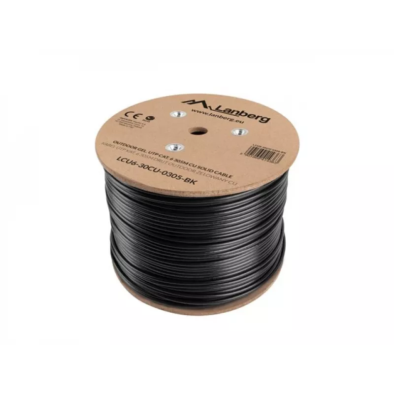 Cabo de rede Lanberg LCU6-30CU-0305-BK preto 305 m Cat.6 U/UTP (UTP) exterior