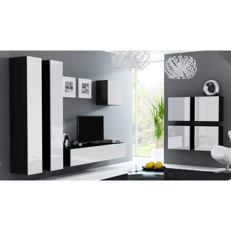 Armário fechado Cama VIGO '180' 180/40/30 branco/preto brilhante