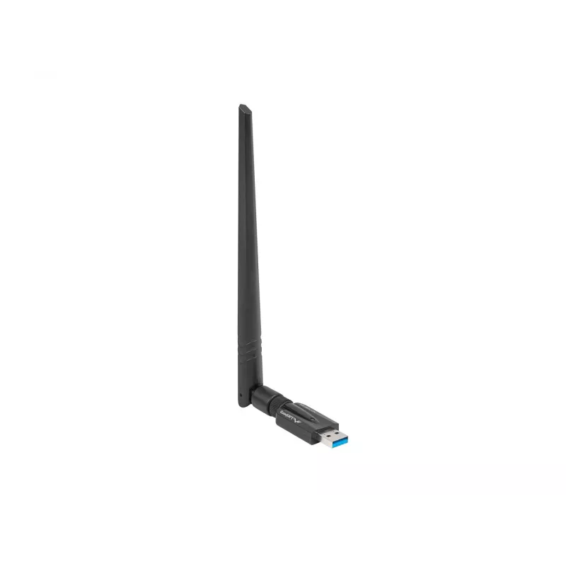 Lanberg NC-1200-WIE adaptador WiFi USB 3.0 AC1200 de banda dupla, 1 antena externa + 1 interna, preto