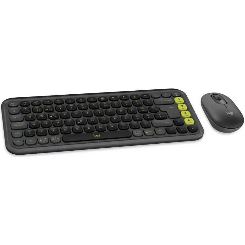 Logitech POP ICON COMBO Suíço, Grafite/Verde, Bluetooth, Suíço, 920-013275