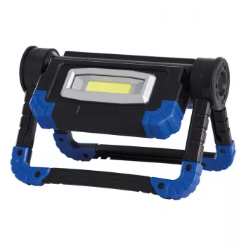 Holofote de trabalho RealPower 463617, LED 10 W, 2 lâmpadas, pilha AA, IPX2, preto