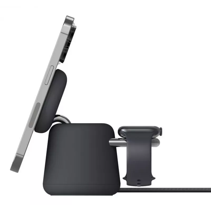 Carregador sem fios Belkin WIZ027VFH36 2-em-1 magnético Qi2 15W para iPhone e Apple Watch