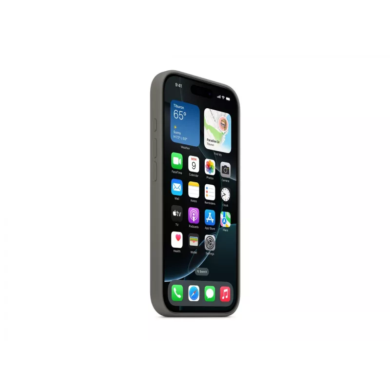 Apple iPhone 16 Pro Capa de silicone com MagSafe - Cinzento-pedra