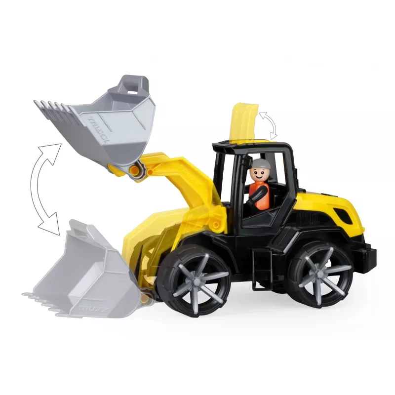 Bulldozer de brincar Lena Truxx 2 caixa aberta 04512, veículo de construção em plástico, brinquedo de empurrar, tamanho compacto