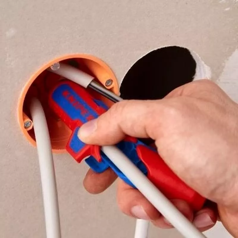 Ferramenta de descarnar Knipex ErgoStrip PV 16 95 03 para cabos PV, batente ajustável, punho ergonómico