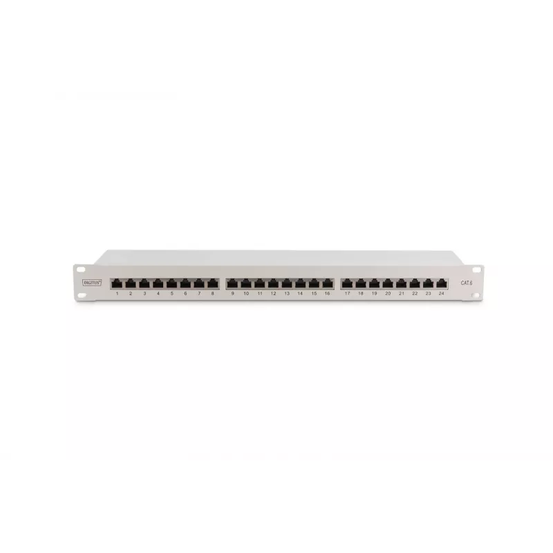 DIGITUS DN-91624S patch panel de 24 portas Cat6 blindado, 1U 19 polegadas, cinzento