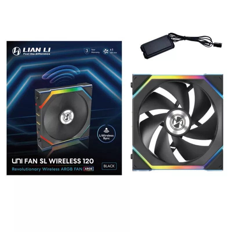 Lian Li UNI FAN SL Wireless 120 G99.12SL1W1B.00 ventoinha de caixa, ARGB, PWM, 120 mm, preta