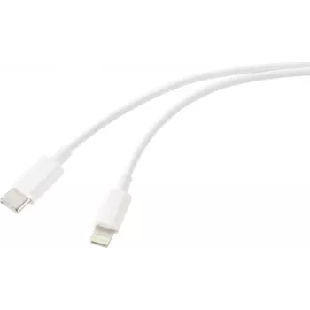 Cabo USB Renkforce USB 2.0 ficha USB-C ficha Apple Lightning branco (RF-6857550)