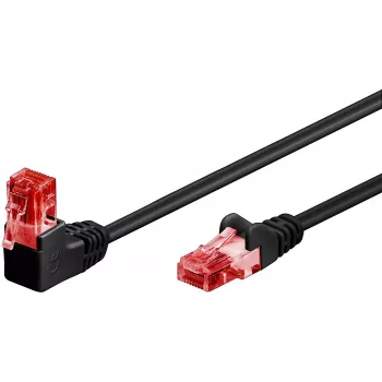 Cabo de rede CAT 6 Goobay 1x 90° angular, U/UTP, preto, 1 m - patilha para cima, mistura de cobre CCA (51515)