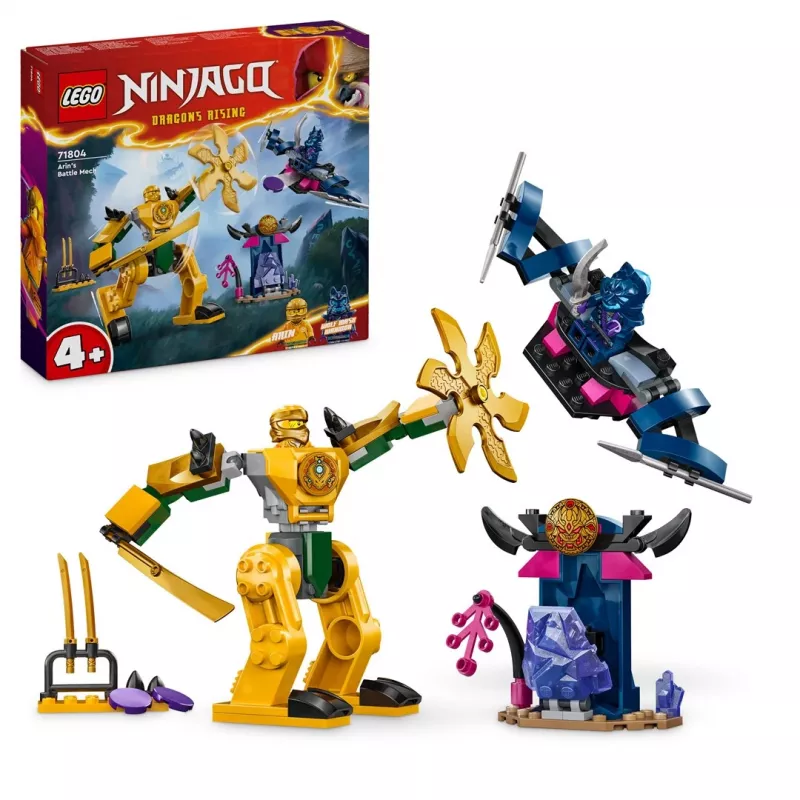 LEGO NINJAGO Arin's Battle Mech Figura de ação Brinquedo ninja para rapazes e raparigas a partir de 4 anos, conjunto Dragons Rising com minifigura Arin e mini-katana