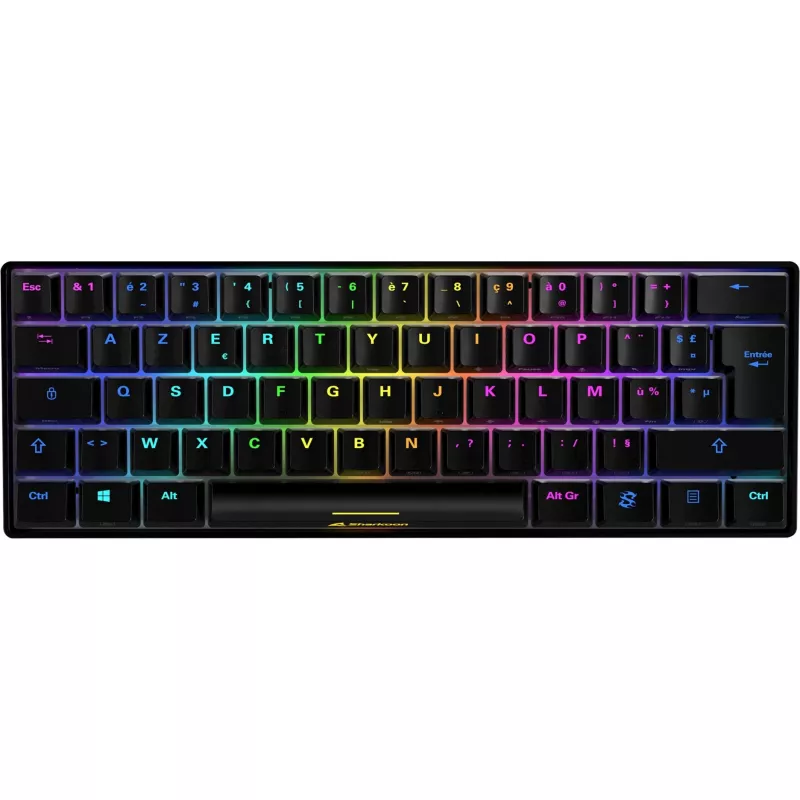 Sharkoon SGK50 S4 Teclado Gaming USB AZERTY francês preto 60% RGB LED