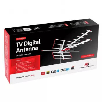 Antena exterior direcional de TV padrão Full HD Maclean TV Sytems MCTV-855A DVB-T/T2 H.265 HEVC