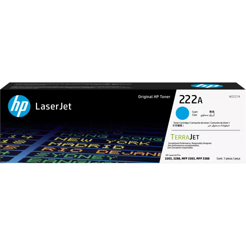 HP 222A - ciano - original - LaserJet - tinteiro de toner (W2221A) - para Color LaserJet Pro MFP 3302fdn