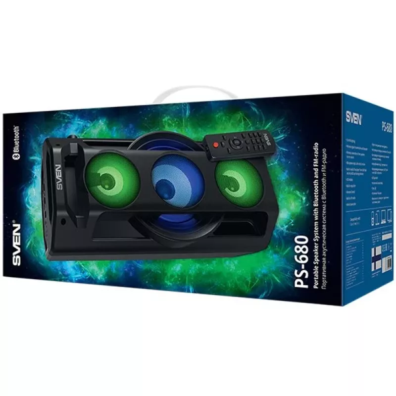 Coluna Bluetooth SVEN PS-680 65W, FM, Karaoke