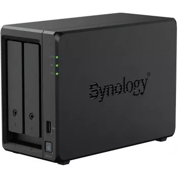Servidor de armazenamento NAS SYNOLOGY DP320 Desktop R1600, 8 GB RAM, 16 TB, 2 baías, suporte HDD, RAID, Preto