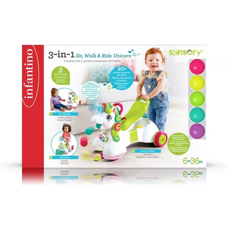 Veículo de passeio, Pusher 3in1 - unicórnio