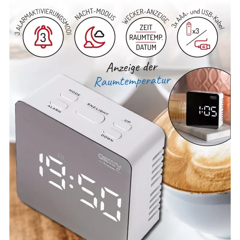 Despertador Camry CR 1150w função de alarme branco