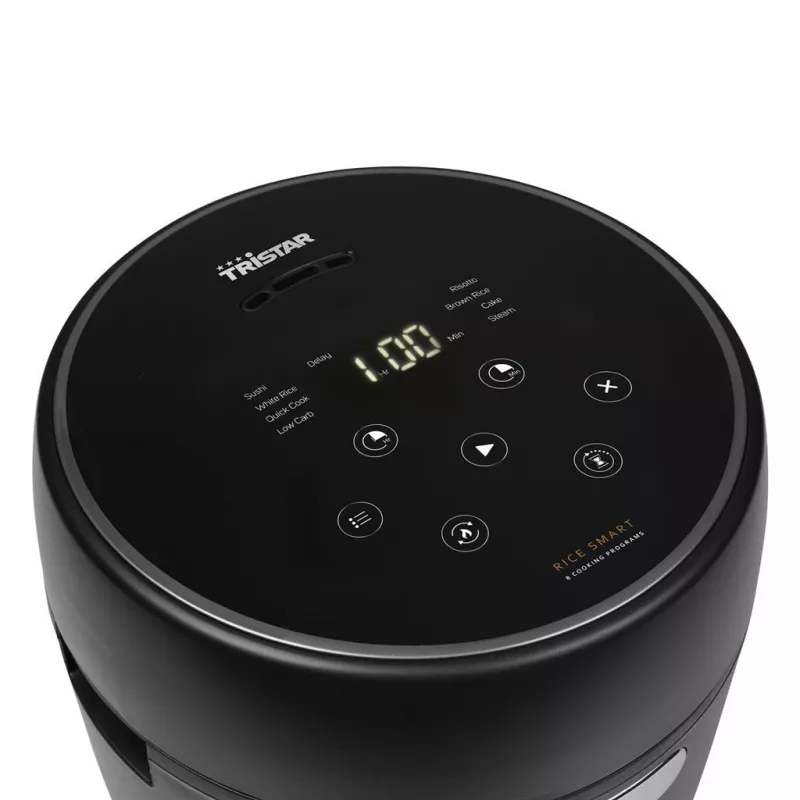 Panela de arroz Tristar RK-6238 – digital, 0,6 l, 350 W, 8 programas, função de manutenção de temperatura, LCD, preto