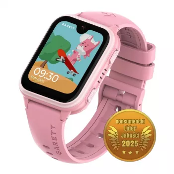Smartwatch Garett Kids Vibe Ai 4G rosa com localização GPS e design à prova de água