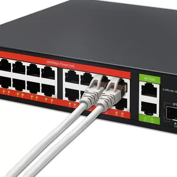 Switch de rede QOLTEC 52292 — Gigabit Ethernet PoE, 16x RJ45, 2x RJ45 uplink, 2x SFP