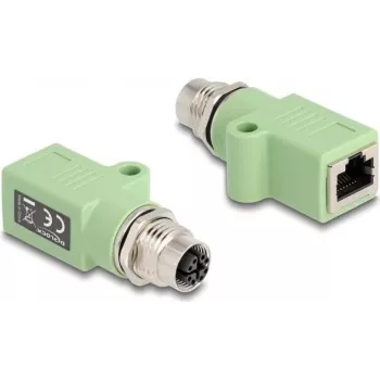 Conector DeLOCK 60681 M12 RJ45 verde M12 RJ45 dourado