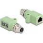 Delock 60682 adaptador M12 X-coded 8 pinos fêmea para RJ45 fêmea, Cat.5e, reto, verde