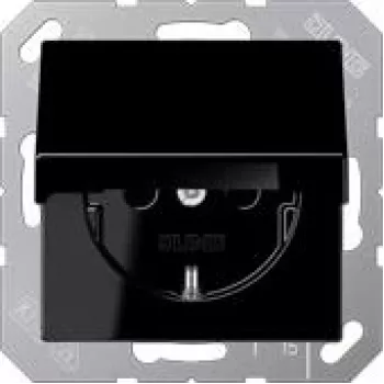 Tomada SCHUKO Jung A1520BFKLSW com tampa basculante resistente à rutura série A preto (A1520BFKLSW)