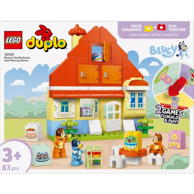 Brinquedo de construção LEGO Bluey Casa da Família com Jogo de Memória 10459 — 83 peças, 3 minifiguras, idade 3+
