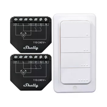 Conjunto de controlador WiFi Shelly Shutter BLU RC Button 4 — relé inteligente para estores e persianas