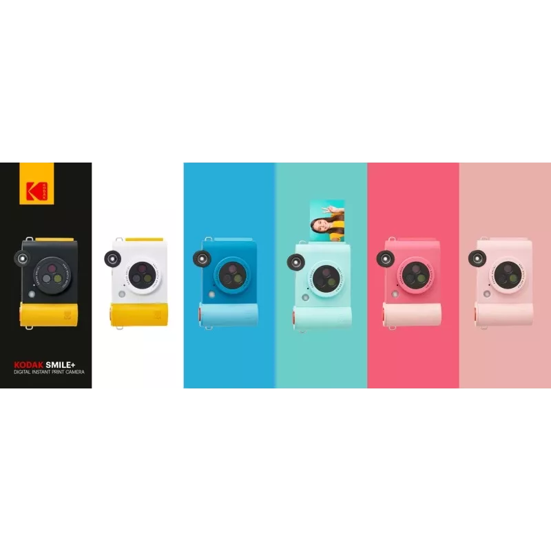 Máquina fotográfica instantânea Kodak SMILE+ 2x3 polegadas rosa — impressões ZINK 2x3 polegadas, bateria recarregável integrada