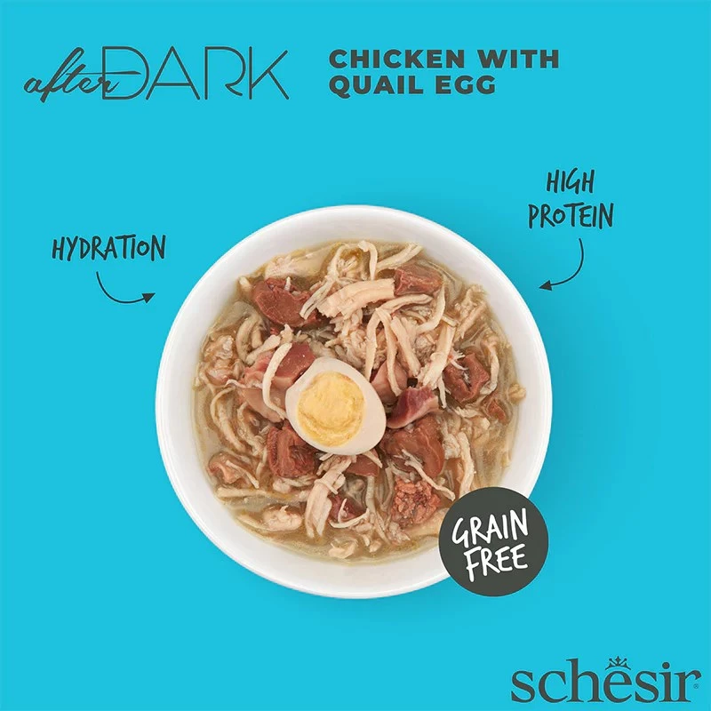 Alimento húmido para gatos Agras Pet Foods Schesir after Dark Complete Caldo 80 g – Frango, sem glúten, para gatos adultos