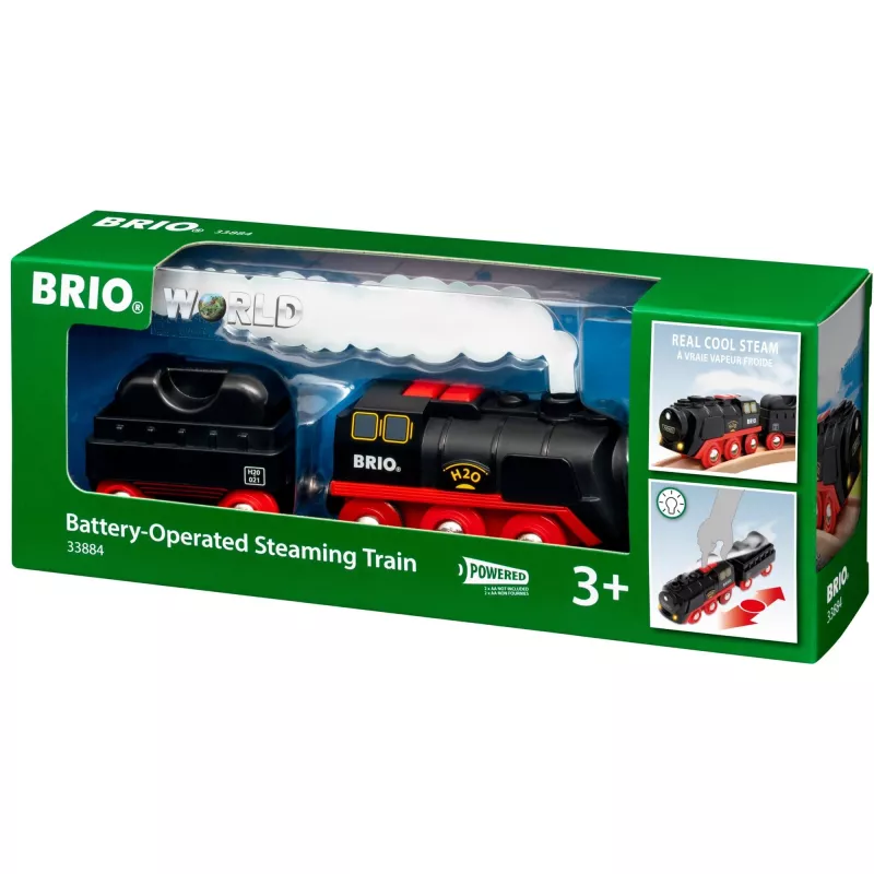Locomotiva a vapor a bateria Brio com depósito de água, a partir dos 3 anos