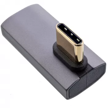 Adaptador InLine USB4, ficha/conector fêmea USB-C vertical angular direita/esquerda, alumínio, cinzento