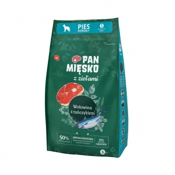Ração seca para cães Pan Miesko vaca com ervas e atum 3 kg — Adulto, 30% proteína, 20% gordura, sem glúten e sem soja