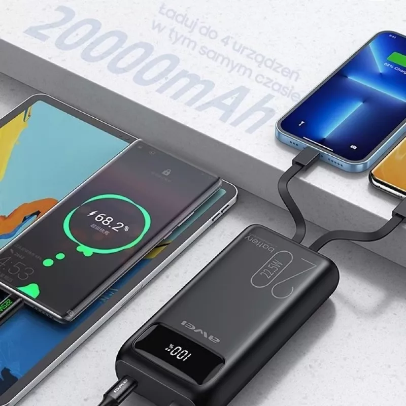 Powerbank 20000mAh P169 K 22.5W USB-C + Cabo Apple