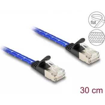 Cabo de rede DeLOCK RJ45 plano Cat.6A 0,3 m azul